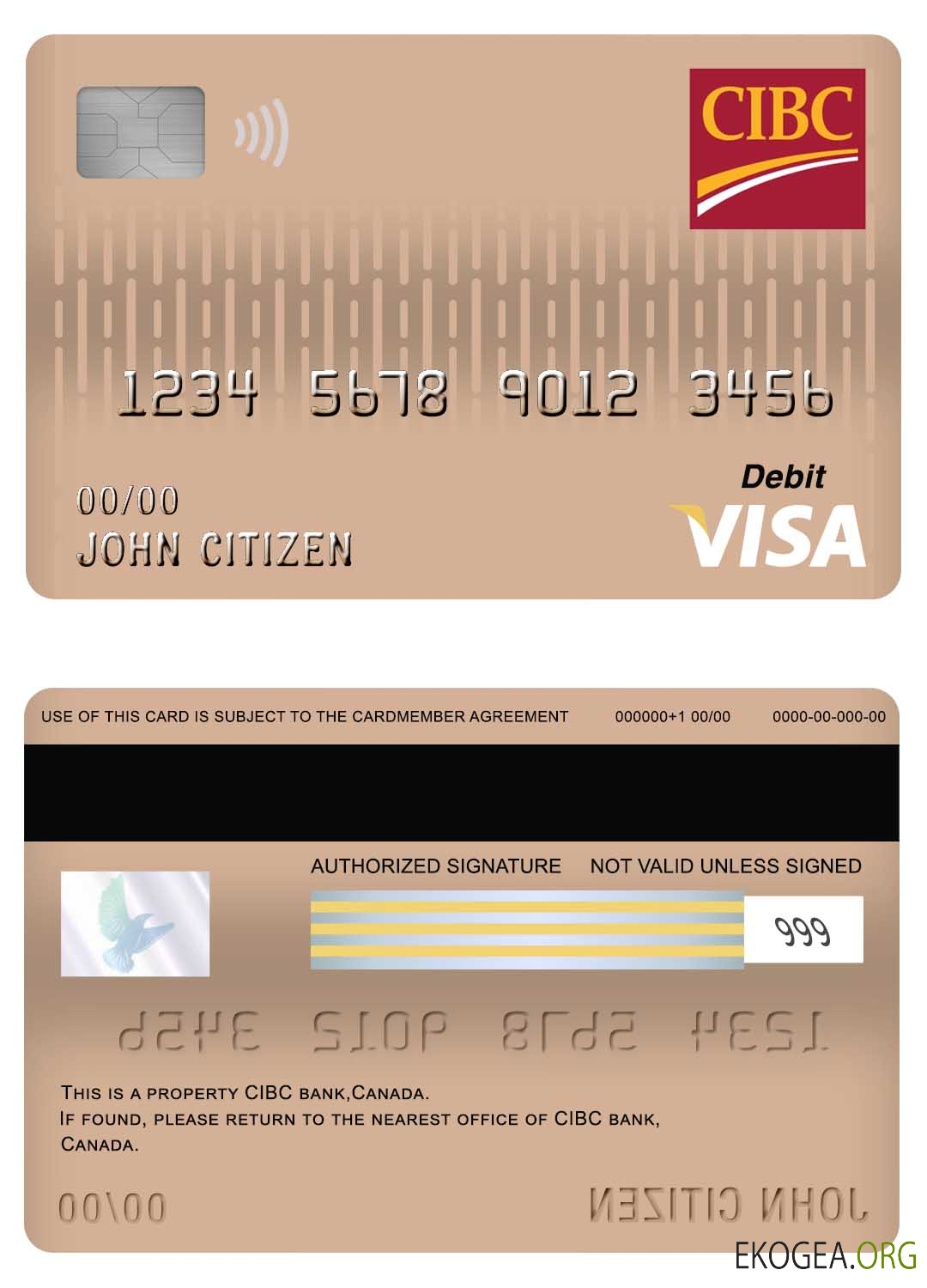 Carte de débit Visa de la banque CIBC du Canada